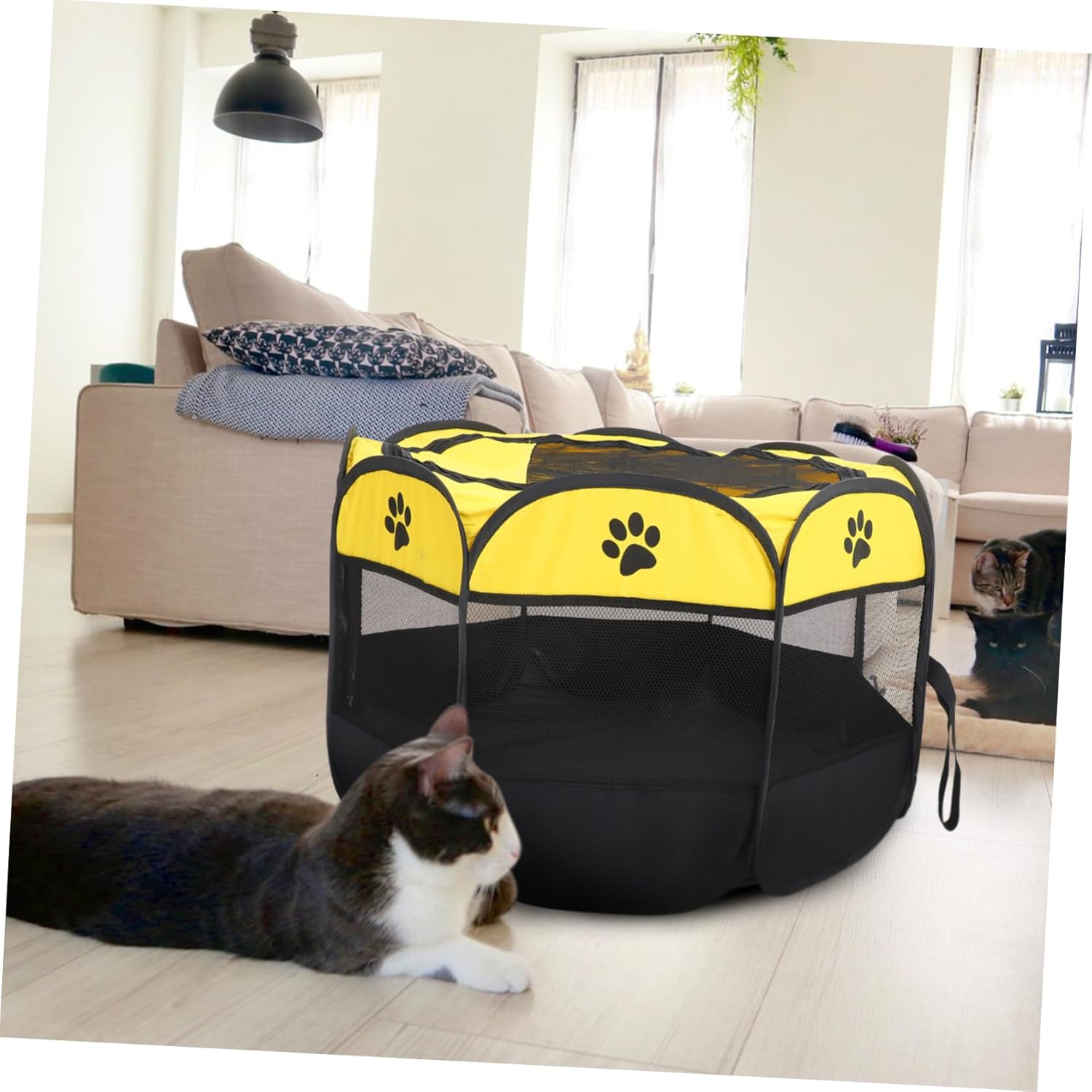 Mikikit Pet Playpen Mat Large Dog Cage Cat Playpen for Indoor Cats Oxford Fabric Easy Maintenance
