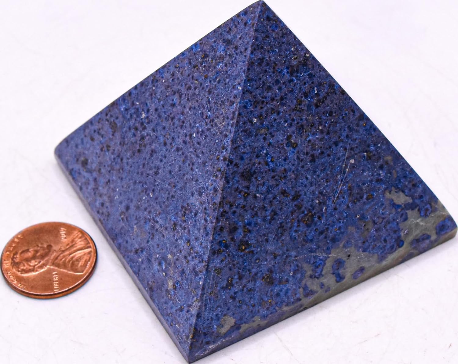 60mm 215g Rich Blue Dumortierite w/Quartz Pyramid Polished Natural Orbicular Orbs Collectible Gemstone Crystal Mineral Décor Specimen - Peru