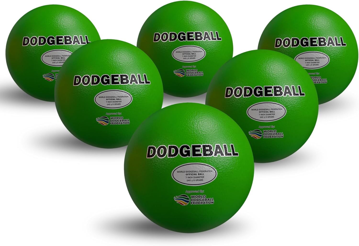 Official Dodgeball, Game Set of 6, 7-inch Foam, World Dodgeball Federation Approved (WDBF)