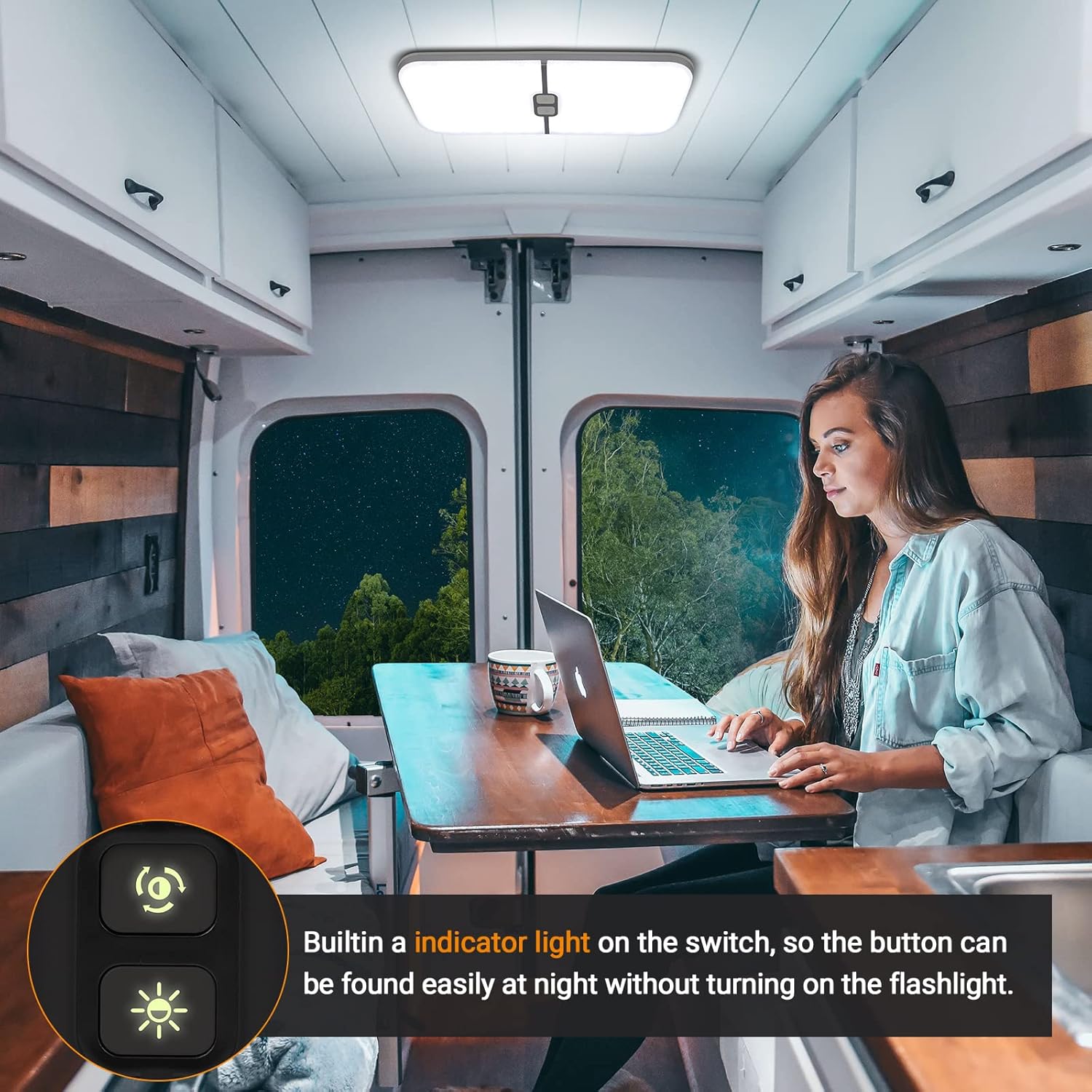 CT CAPETRONIX RV Lights Interior, 3 Color TEM Camper Lights, 204 LEDs Dimmable 12v Volt Led Lights Fixture, RV Ceiling Dome Light w Switch for RV/Camper/Trailer/Boat (Warm Cool Natural White) 4Pcs