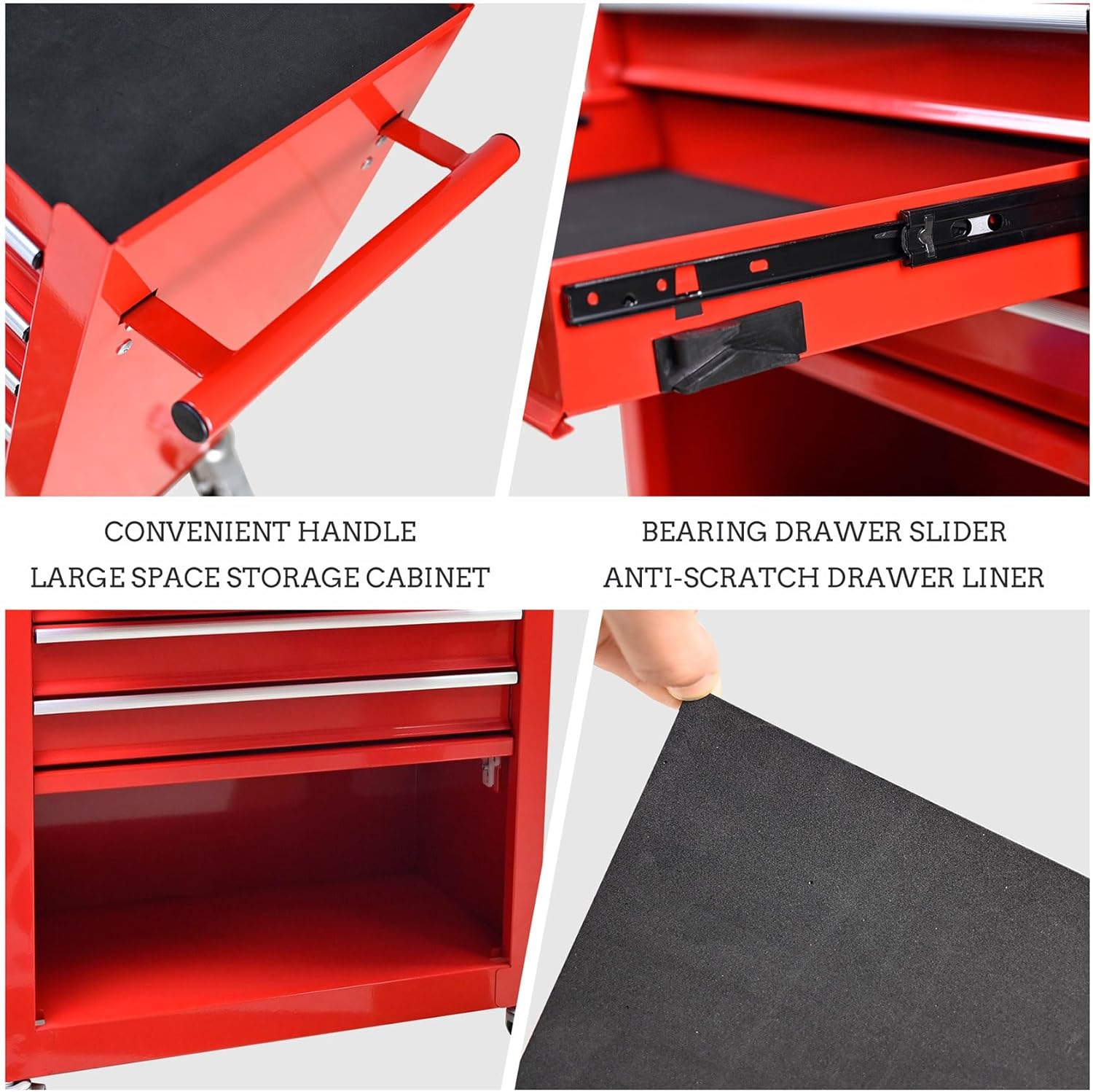 Mechanic Tool Cart, Multifunctional Tool Cart, Rolling Tool Chest, Tool Chest, 4"Casters (2PCS with brake and 2PCS without brake) 4 Drawers Tool Cabinet for Warehouse, Garage-BLACK ( Color : Bl