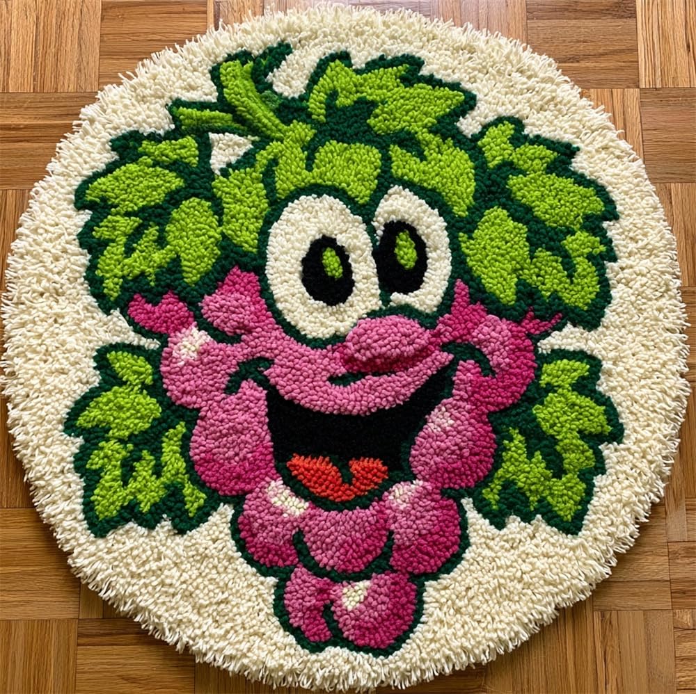 kitphoenix Round Latch Hook Rug Smiling Grapes
