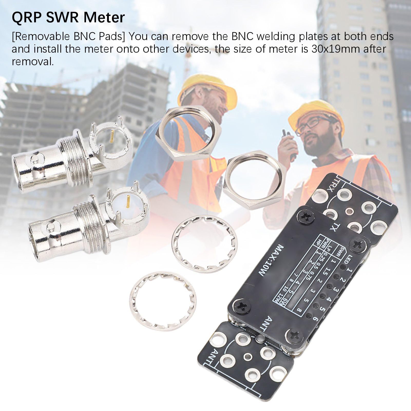 Kit de Compteur QRP SWR 1 Compteur de Puissance Multifonctionnel 50 MHz 10 W avec Plaques BNC Amovibles pour Les Amateurs de Radio Amateur Matériau PCB Taille Compacte 30 X 19