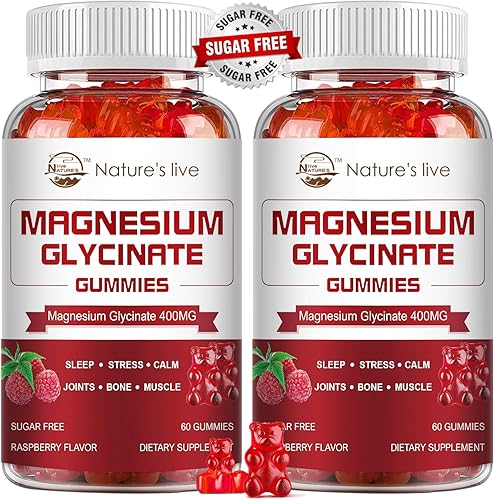 Miniatura 8 de Gomitas de glicinato de magnesio, suplemento de magnesio sin azúcar con glicinato de magnesio 400 mg, L-treonato de magnesio 200 mg para un estado