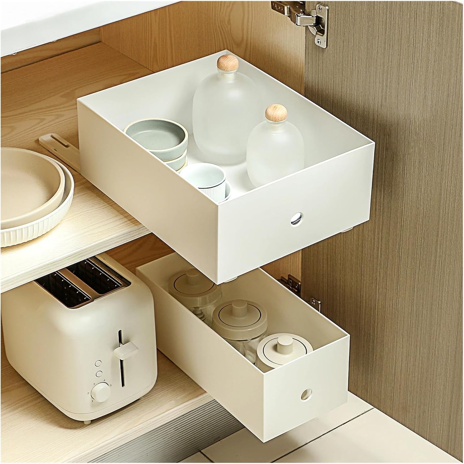 4pcs Self-Adhesive Drawer Guide Slide Rails Drawer Track Rails for Cabinet Container Drawer Slide Bottom Mount Replacement Parts