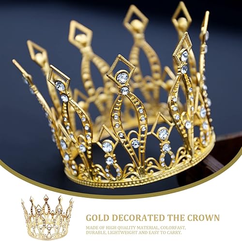 Miniatura 6 de DOERDO - Corona para pastel de diamantes de imitación hecha a mano, tiara para decoración de tartas, postres para bodas, cumpleaños, suministros de