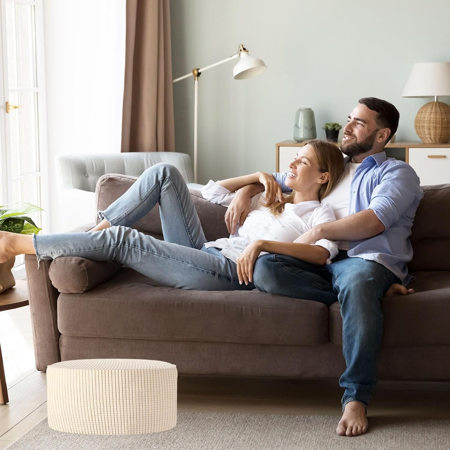 Amazon.co.jp: 丸型収納オットマンカバー2枚セット スツールスリッパカバー ポリエステル フットスツールプロテクター  伸縮性のある底面が特徴 質感のある洗濯機で洗えるジャガード生地 : ホーム＆キッチン uxcell オットメンカバー ラウンド、ジャガードオットメンスリップカバー、ゴム底付き、伸縮性のあるフットレストスツールカバー、リ