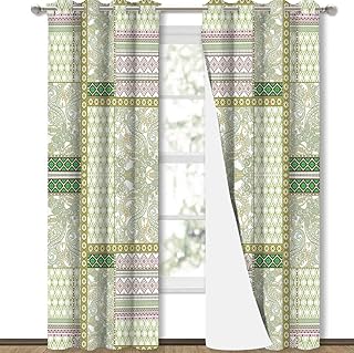 Luxurious Peris Blackout Curtains 63 Inches Length, Native American Indian Retro Geometric Window Treatment Thermal Insulated Drapes for Bedroom Living Room 2 Panels 84x63 Inches