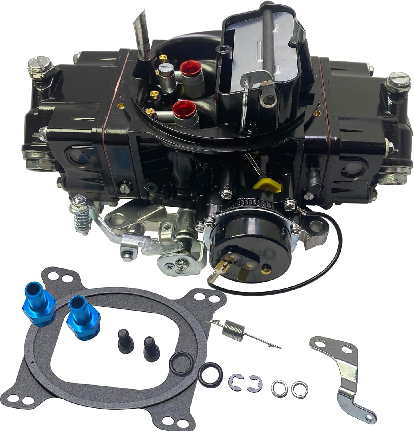Aluminum 4150 Double Pumper Carburetors Electric Choke 750 CFM, 4150 Model Downleg Booster, Gasoline Replacement For Holley Double Pumper Carburetor 0-4779SAE, 0-4779CE (750CFM)