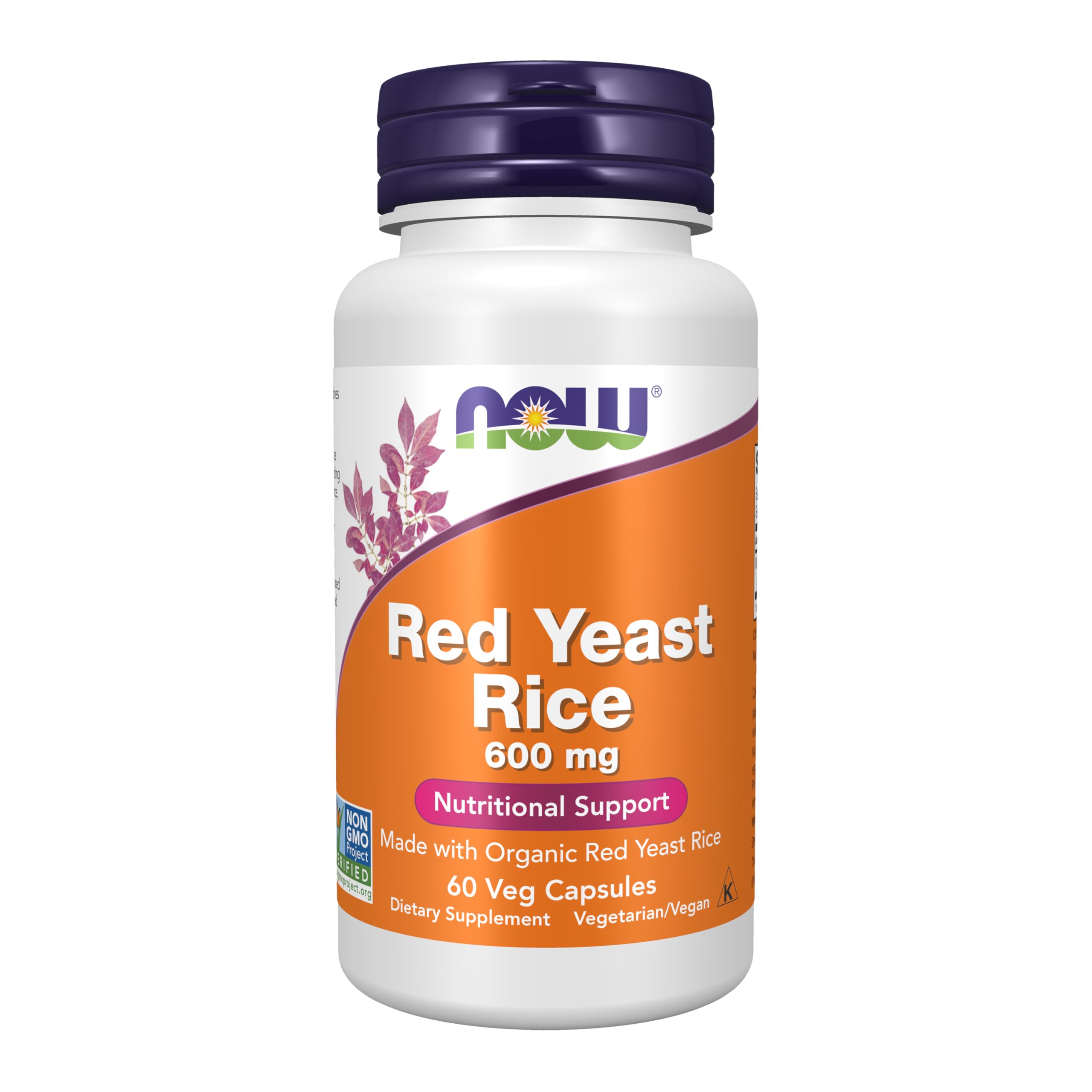 NOW Supplements, Red Yeast Rice 600 mg, Organic Red Yeast Rice, 60 Veg Caps 60 Count (Pack of 1)