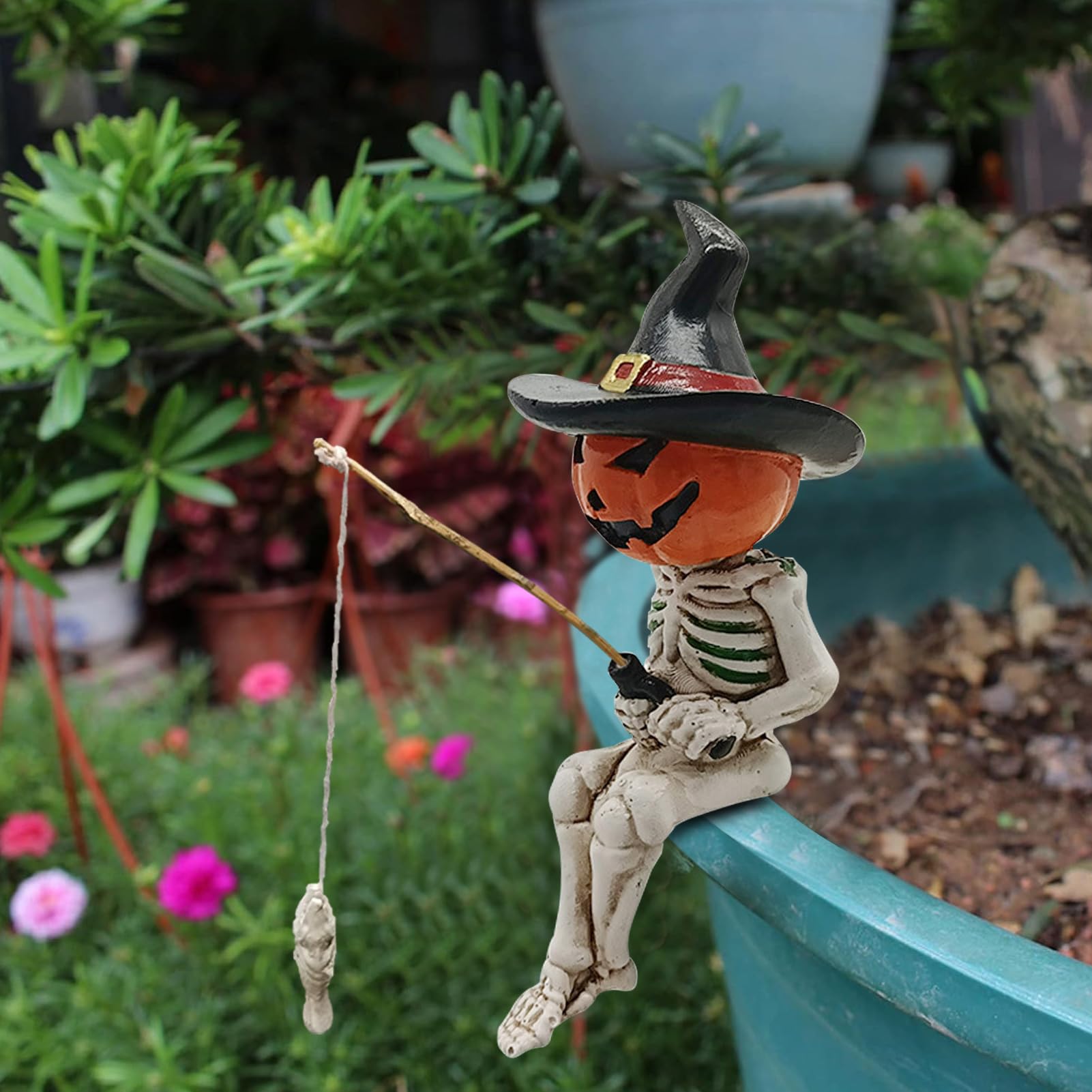 Manqyi Halloween Angel-Skelett Deko - 11,5cm Gartenfigur Aus Kunstharz