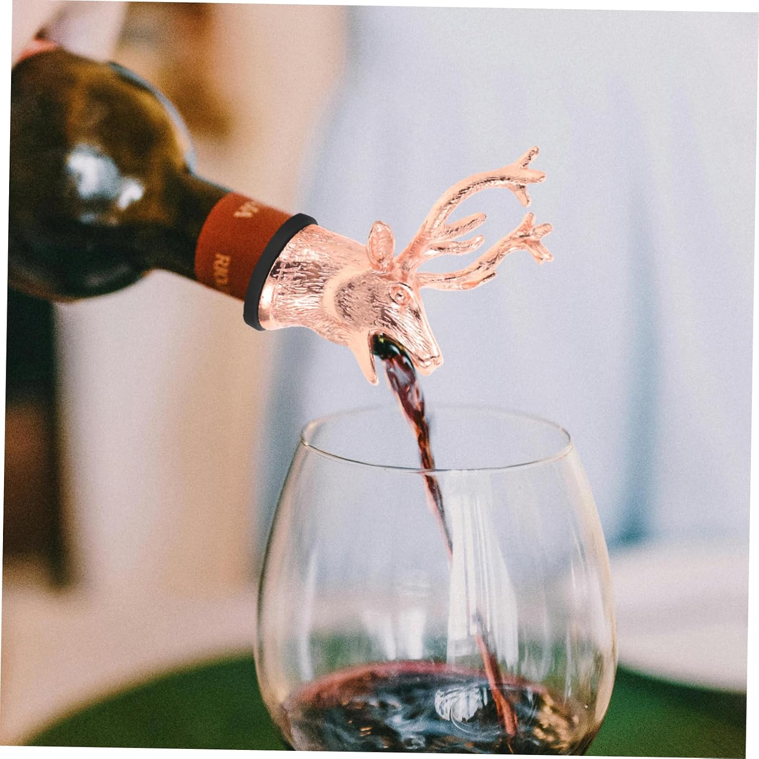 VOSAREA Deer Head Wine Stopper Wine Bottle Pourer Aerator Spout Liquor Pouring Spout Unique Bartending Tool