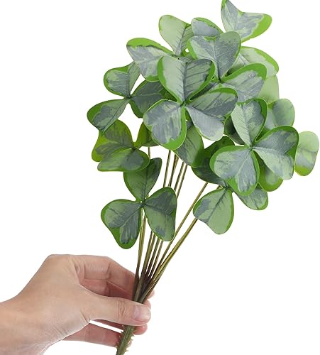 Miniatura 8 de Didiseaon 1 ramo de plantas artificiales de trébol ramas de seda hojas del día de San Patricio decoraciones de fiesta irlandesa