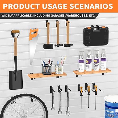 Miniatura 5 de Ganchos de pared de listones de 4 pulgadas, gancho de pared de listones negros, 25 ganchos para accesorios de panel de pared de listones