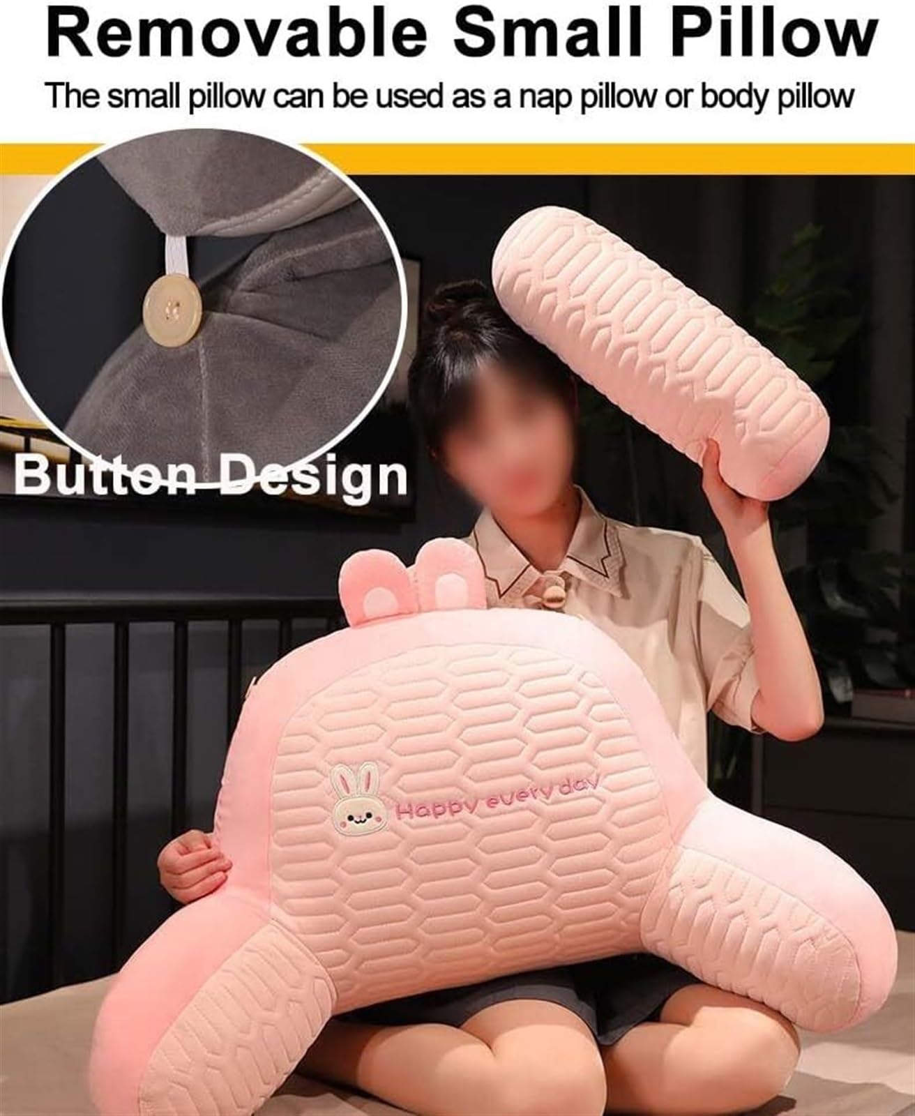 Cojín de Apoyo Lumbar for Silla Cama Que Alivia la Fatiga. Almohada mullida y cómoda(Yellow,65 * 45CM)