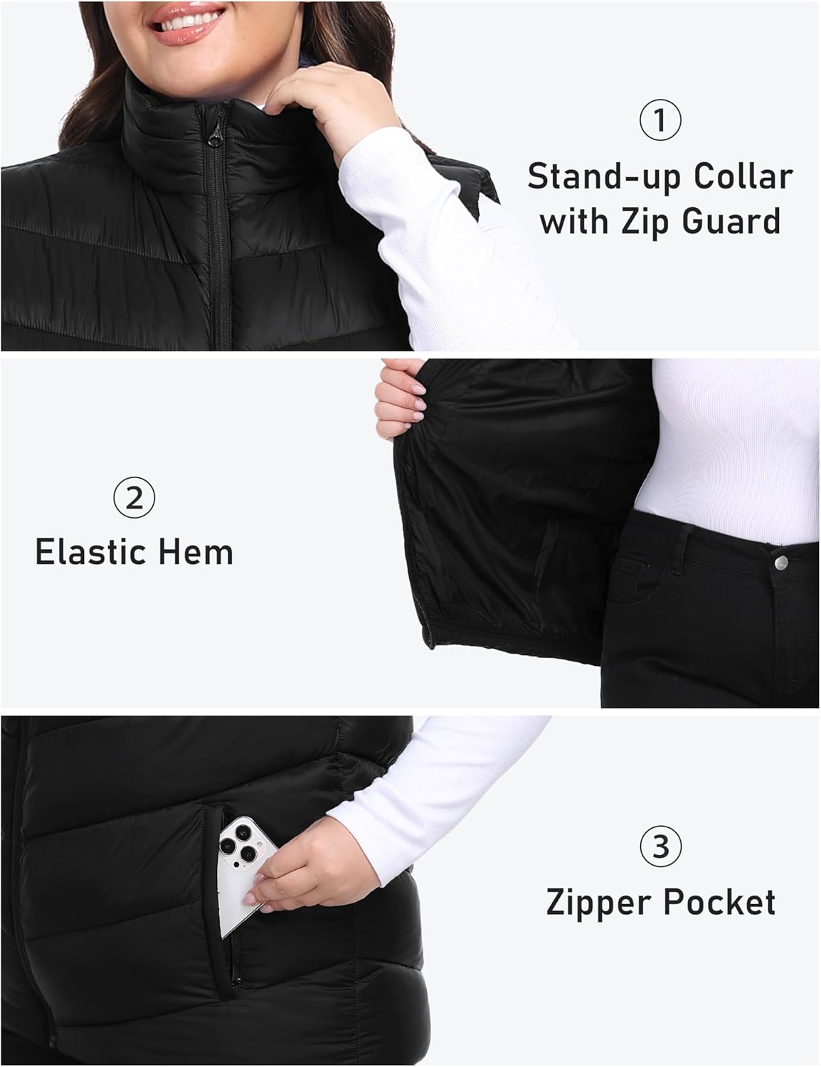 MoFiz Womens Plus Size Puffer Vest Packable Quilted Puffy Vest Lightweight Winter Outerwear Vests for Hiking Vacation - Image 5