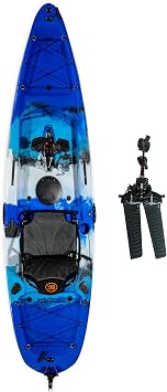 BKC Brooklyn 12.0 Pro Pedal Fishing Kayak, Propeller Drive | Hands-free propeller drive, rudder steering, 70 lb hull, watertight storage, adjustable seat, 12 ft solo kayak