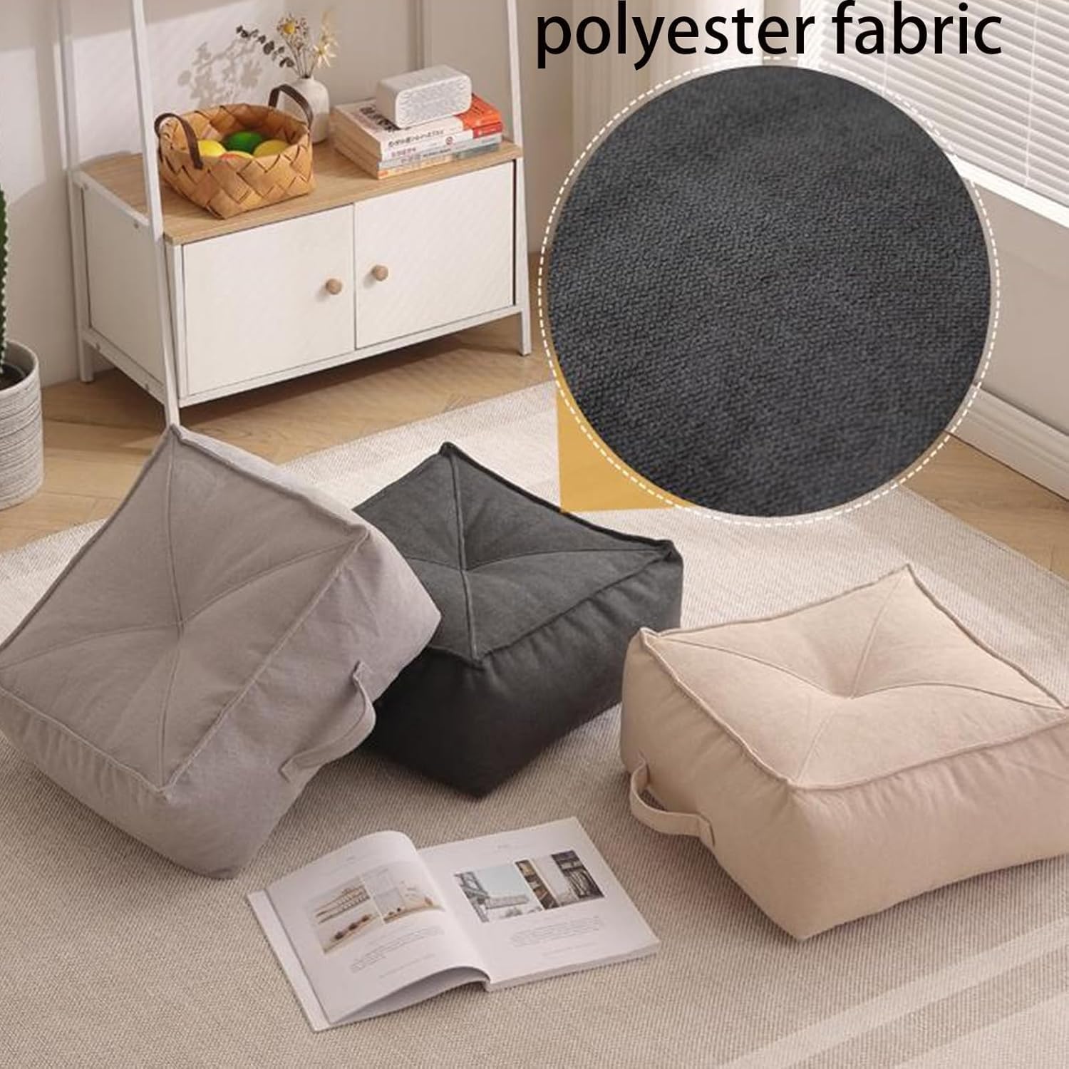 Dickes Booster-Kissen für Wohnzimmer und Büro, bequemes, atmungsaktives, quadratisches Sitzpolster, weiches praktisches Sesselkissen, 50 x 50 x 13 cm, Dunkelgrau