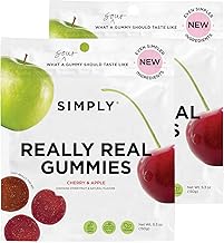 SIMPLY Really Real Gummies | Made with Real Fruit | Sour Cherry & Apple Fruit Bites | 5.3 oz (Pack of 2) | No Cane Sugar + Gluten Free + Kosher