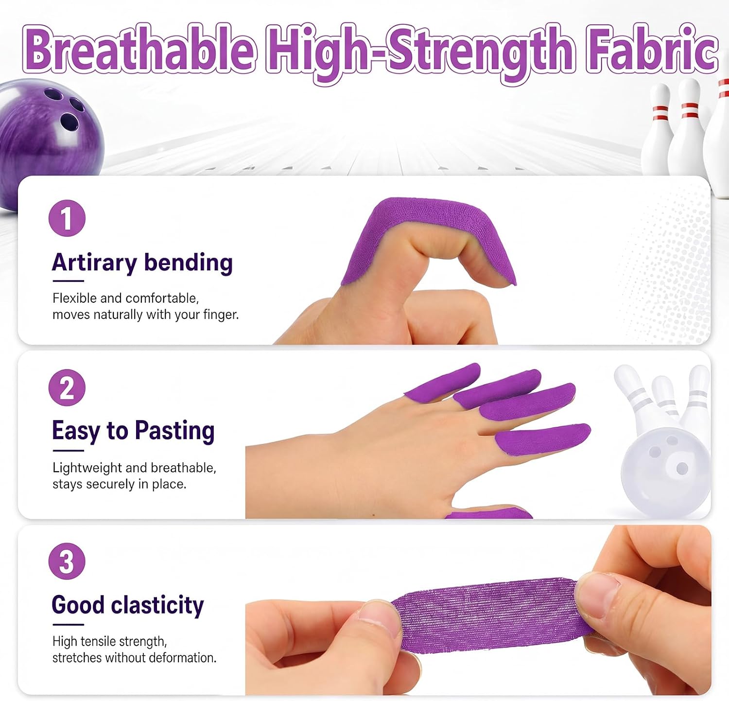 100 Pcs Bowling Thumb Finger Tape - Ball Hole Thumb Protection Bulk Bowling Tape Accessories for Men Women