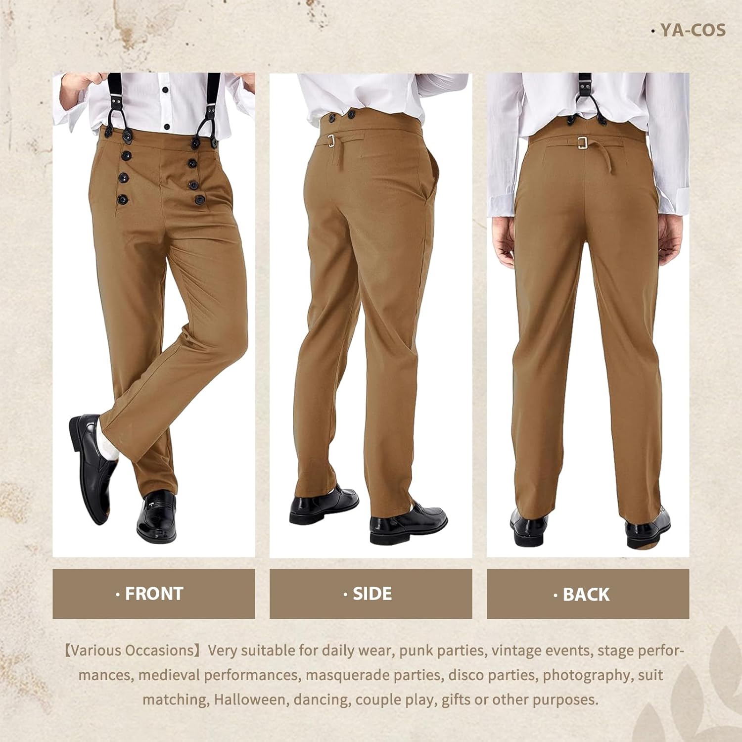 Ya-cos Men Steampunk Pants Classic Victorian Pants Adult Vintage Gothic Trousers Cosplay Costume - Image 7