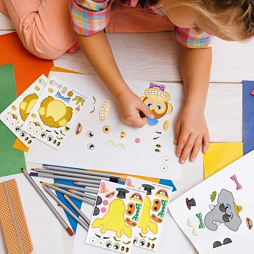 Miniatura 6 de ArtCreativity Haz tu propio surtido de calcomanías de zoológico, juego de 24 hojas, kit único de actividades de artes y manualidades para niños,