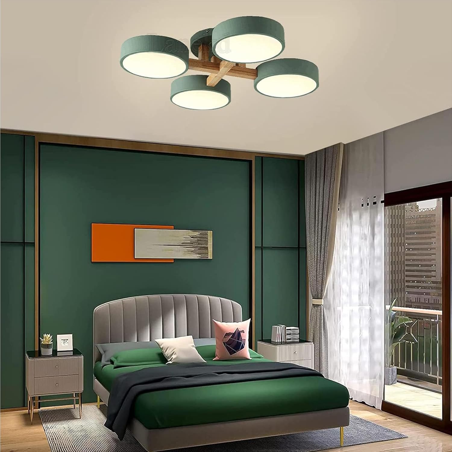 Drewniana Lampa ściemnialna Stół Jadalny, Lampa Do Sypialni W Stylu Rustykalnym, Dekoracja Sufitu W Sypialni, Lampa Sufitowa Led, Nowoczesny żyrandol W Stylu Vintage, Grey, 5 heads