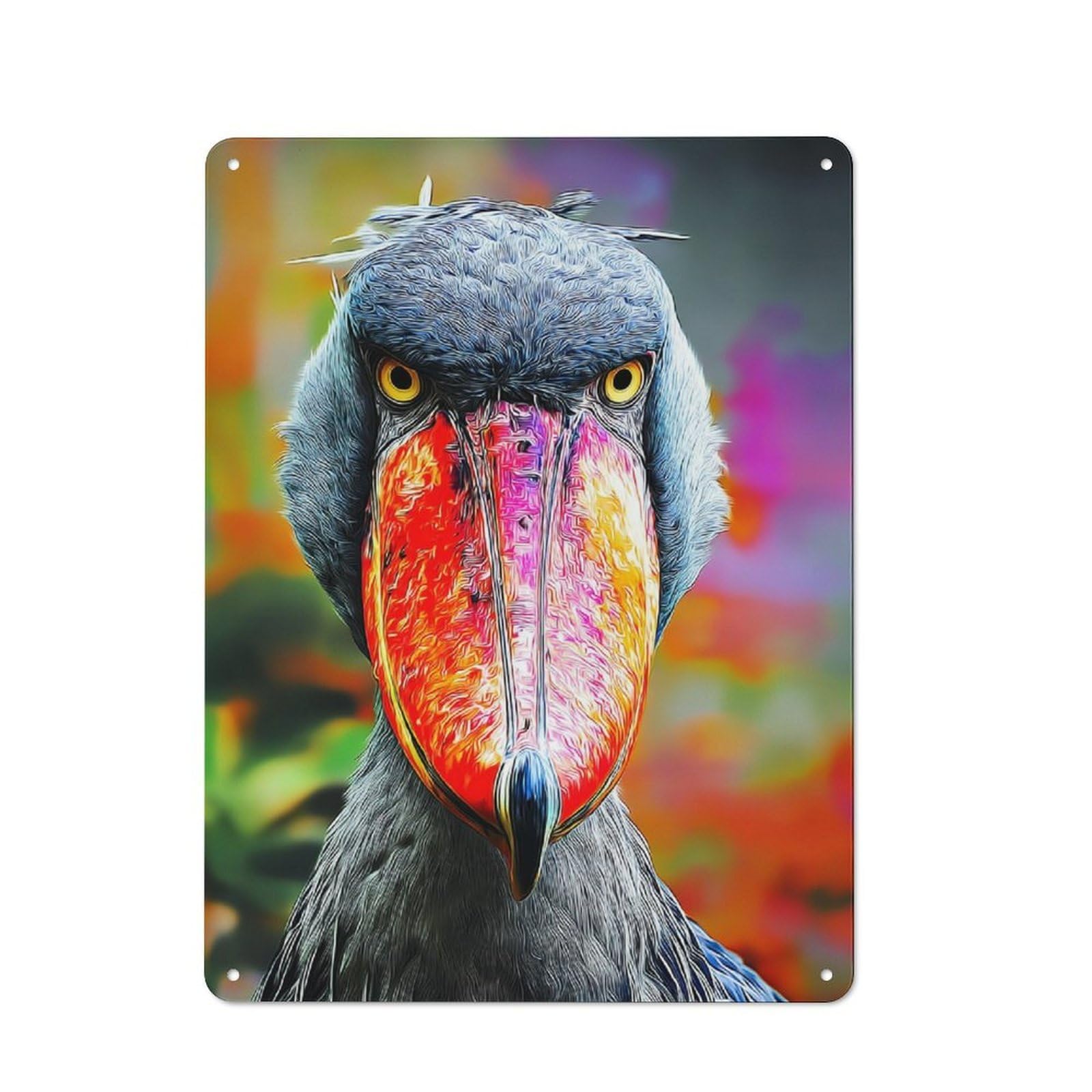 Junmoney Whimsical Bird Portrait With Vibrant Colors - 2 Rustic Metal Sign 40X30cm For Garage Wall, For Everyday Room Decor With A Rustic Look