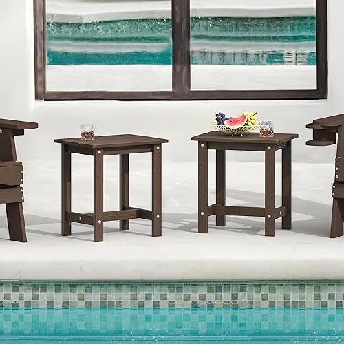 Miniatura 34 de LUE BONA HDPS - Mesa auxiliar para exteriores, pequeñas mesas auxiliares Adirondack para exteriores, mesa auxiliar exterior para patio, porche, Negro