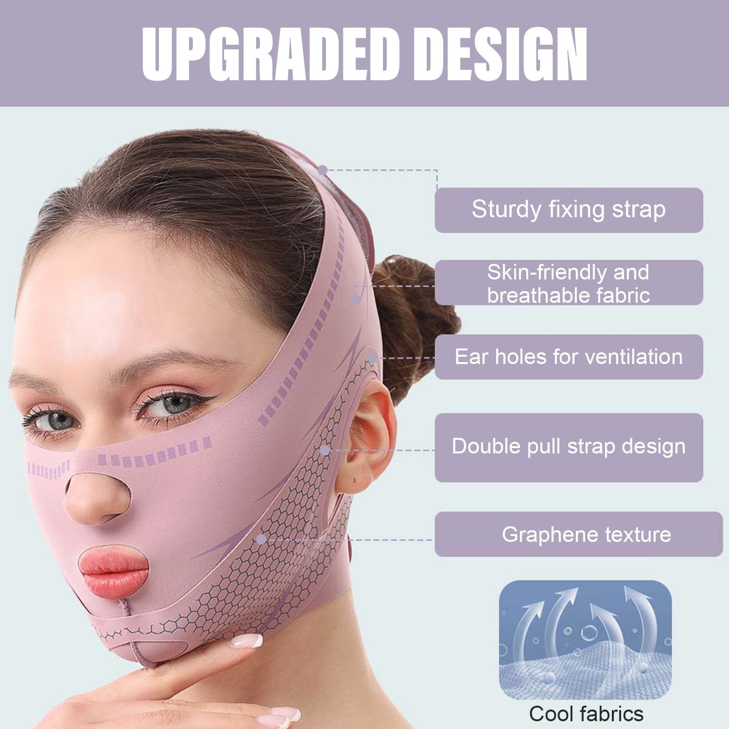 Chin Strap For Sleeping Face Lift, Double Chin Reducer, Reusable 3D V Line Lifting Mask, Graphene Breathable Lce Silk Face Lift Mask for Double Chin Reduction, Facial Contouring & Sagging Cheeks - Image 3