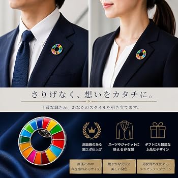 Amazon.co.jp: SDGsバッジ 国連本部公式最新仕様 シルバー ピンバッジ