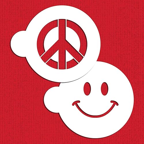 Miniatura 2 de Designer Stencils Juego de plantillas de galletas de paz y felicidad, beigesemitransparente