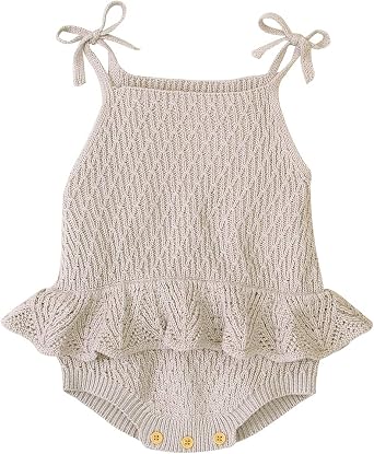 mimixiong Baby Sleeveless Romper Girls One Piece Cotton Outfit Halter Jumpsuit