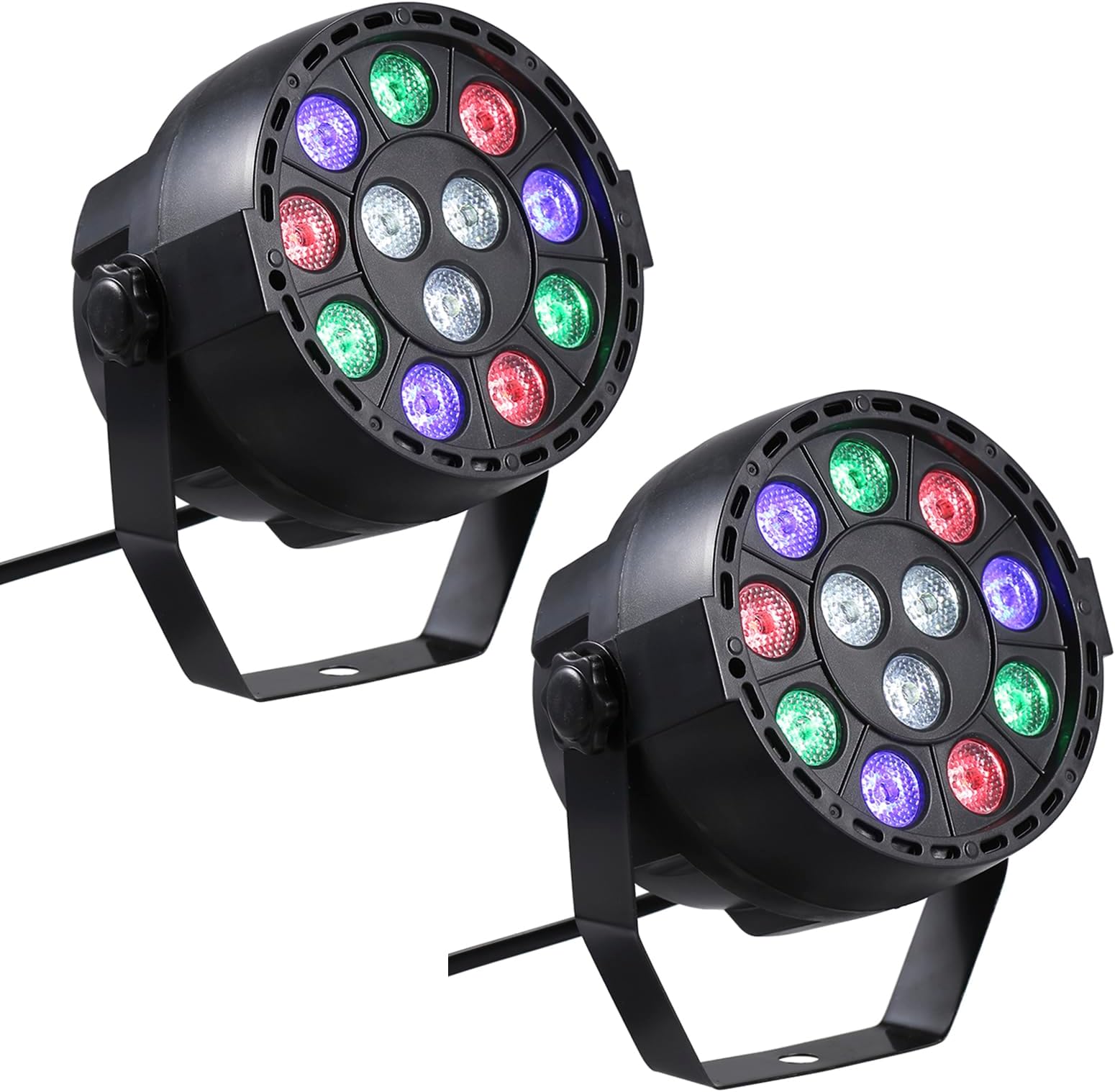 Joleritc AC90-240V 12 LEDs Par Lights 8 Channel RGBW Color Mixing Stage Lighting with DMX Strobe & Sound Active Mode for Disco Party Wall Wash