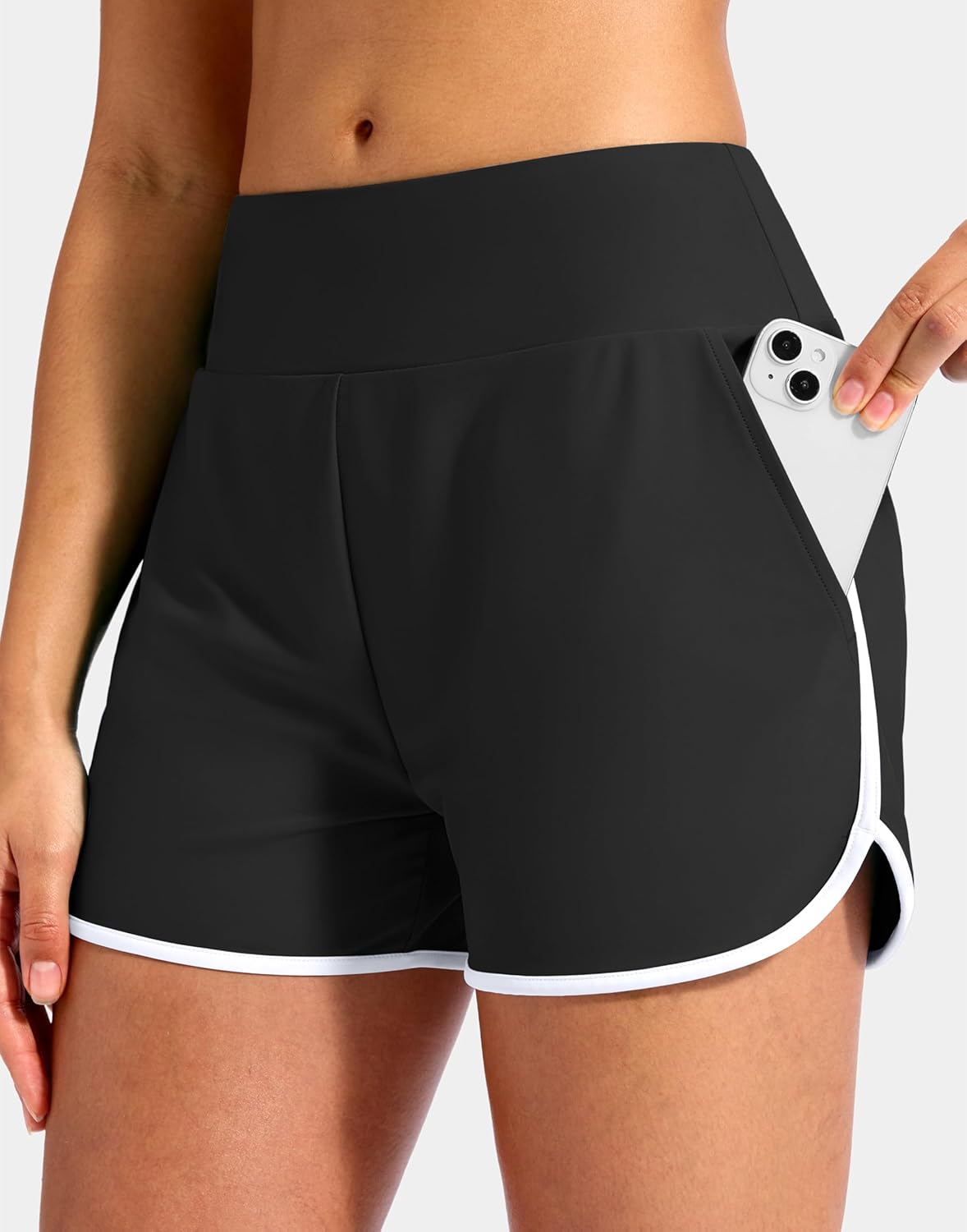 G Gradual 3" Women's Swim Shorts 3 Pockets High Waisted Board Shorts Tummy Control Swimsuit Bottoms with Liner Beach Water - Image 2