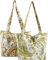 Vista 1 de HPD Half Price Drapes Bolsas de compras reutilizables para comestibles, paquete de 2 bolsas de algodón ligeras PRCT-GB81606-ST, verde Edina/mostaza