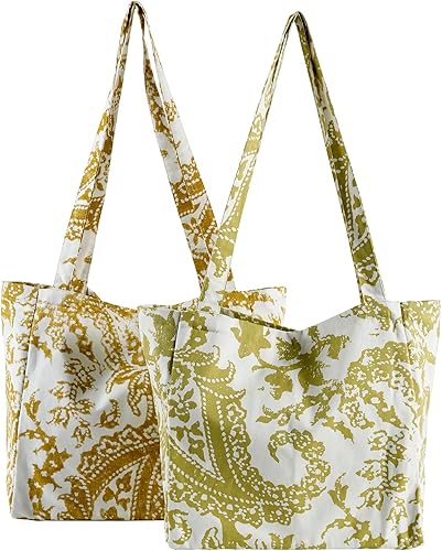 HPD Half Price Drapes Bolsas de compras reutilizables para comestibles, paquete de 2 bolsas 100% de sarga de algodón