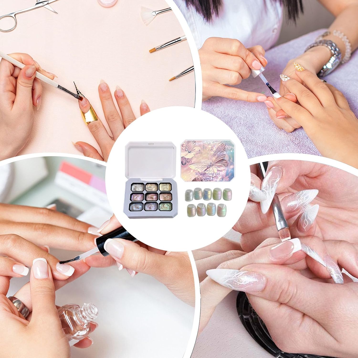 Nail Gel Paint Set, 9 Gradient Colors, Patting French Manicure Palette For Beginners, Quick Dry Smooth Application With Vibrant Finish, Accessory, Suitable Home Salon Spa Girls