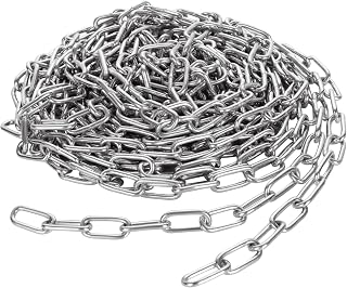 JMIATRY 8 Metres Length 304 Stainless Steel Chain, 3mm Heavy Duty Chain Links, Galvanized Steel Welded Link Chains Lift for Fence Gate, Garage Doors, Swing Chains and Bicycle Security Lock