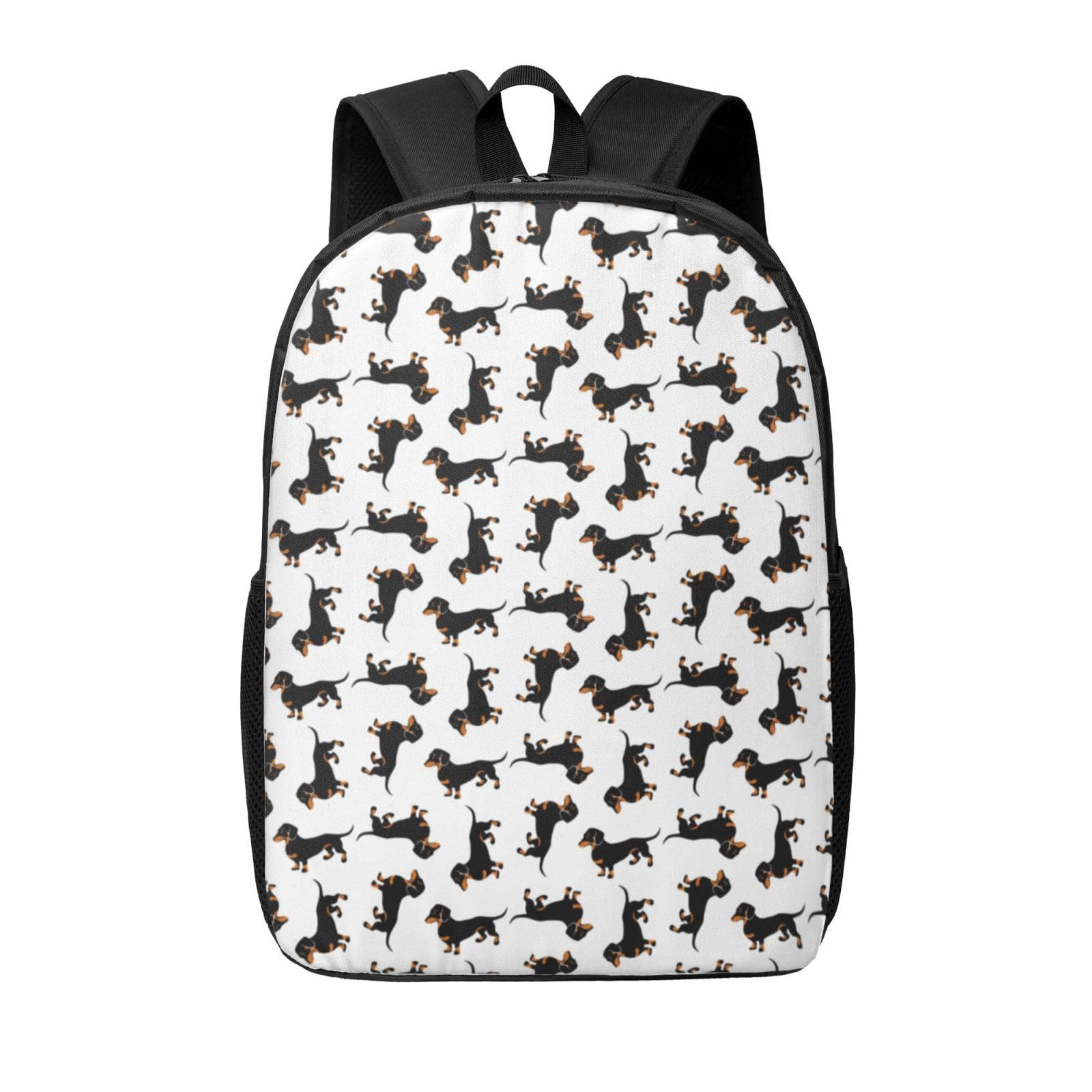 Hcmuxisen Unisex Kids As Picture Black And Tan Smooth Coated Dachshunds, 17In Student Backpack Classic Bookbag Water Resistant School Bag Casual Daypack
