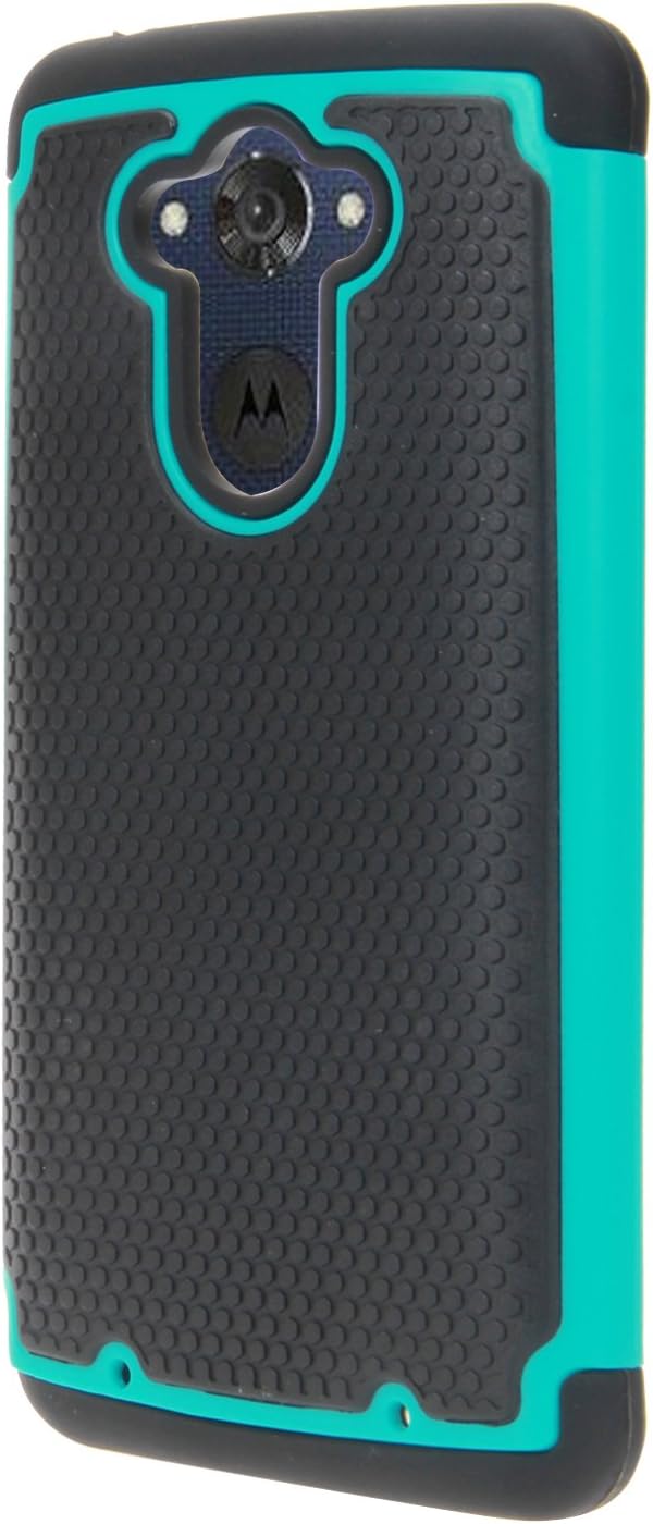 E LV Droid Turbo Case Cover - Dual Layer Hybrid Armor Defender Protective Case Cover for Motorola Moto Droid Turbo XT 1254 with 1 Stylus - Teal