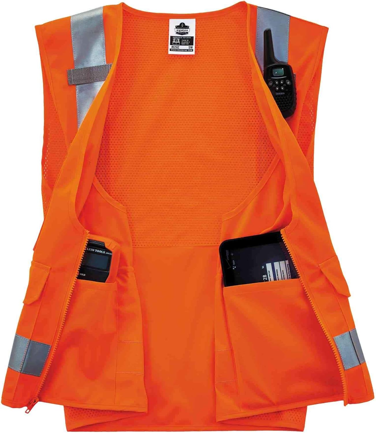 Ergodyne GloWear 8250Z ANSI Orange Surveyors Reflective Safety Vest with Back Pocket, 4XL/5XL image 4