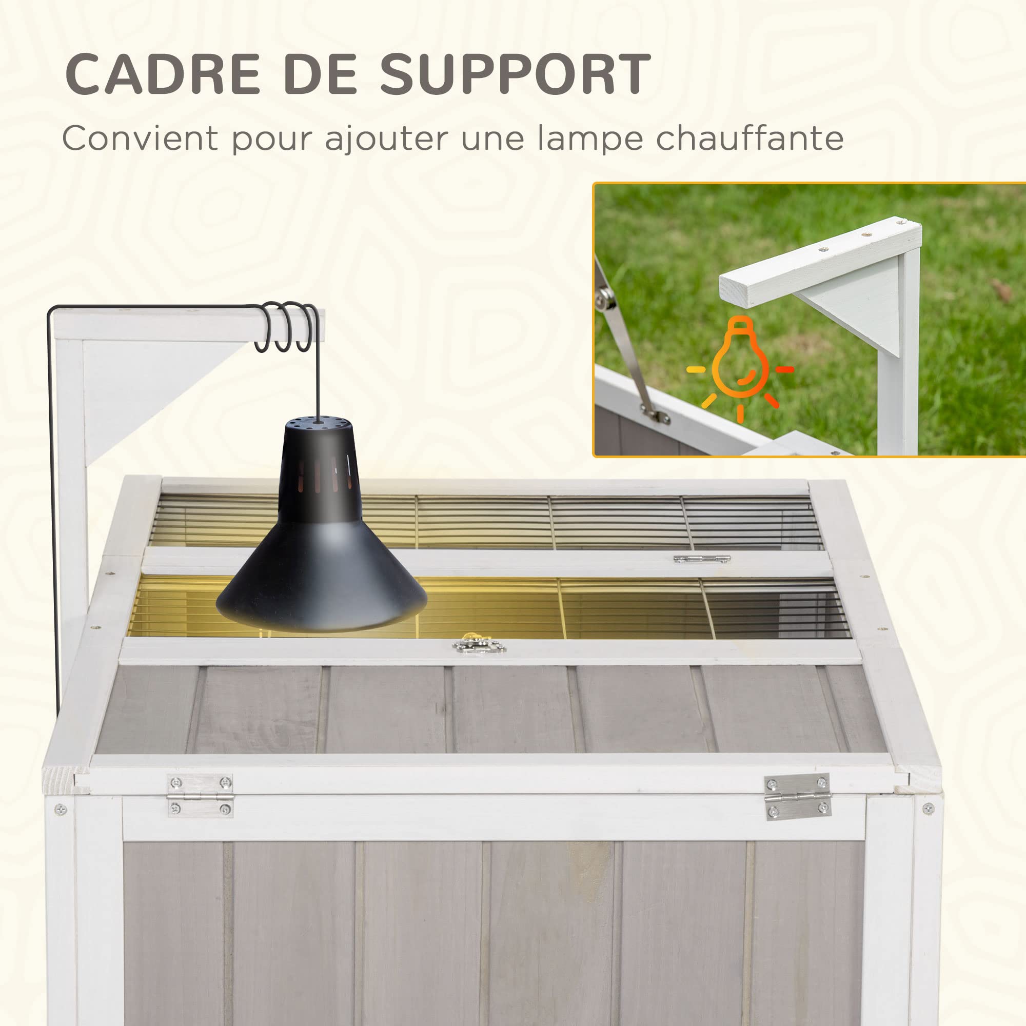 PawHut Maison enclos Cage pour Petit Animal Tortue avec 2 espaces dim. 91,5L x 61l x 33H cm - Bois de Sapin