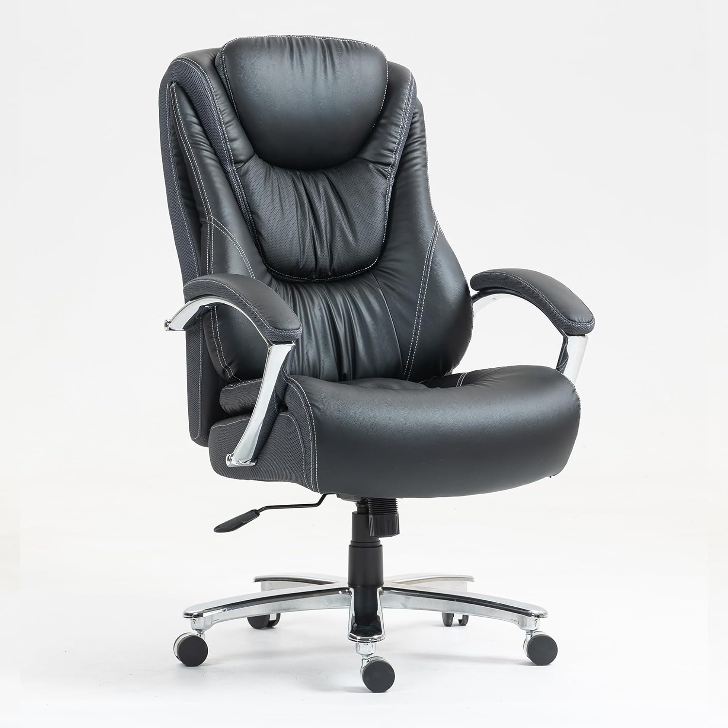 High Backrest PU Material Office Chair with Adjustable Height Big and Tall Office Chair Withheavy Duty Oversized Desk Chair, PU/Black