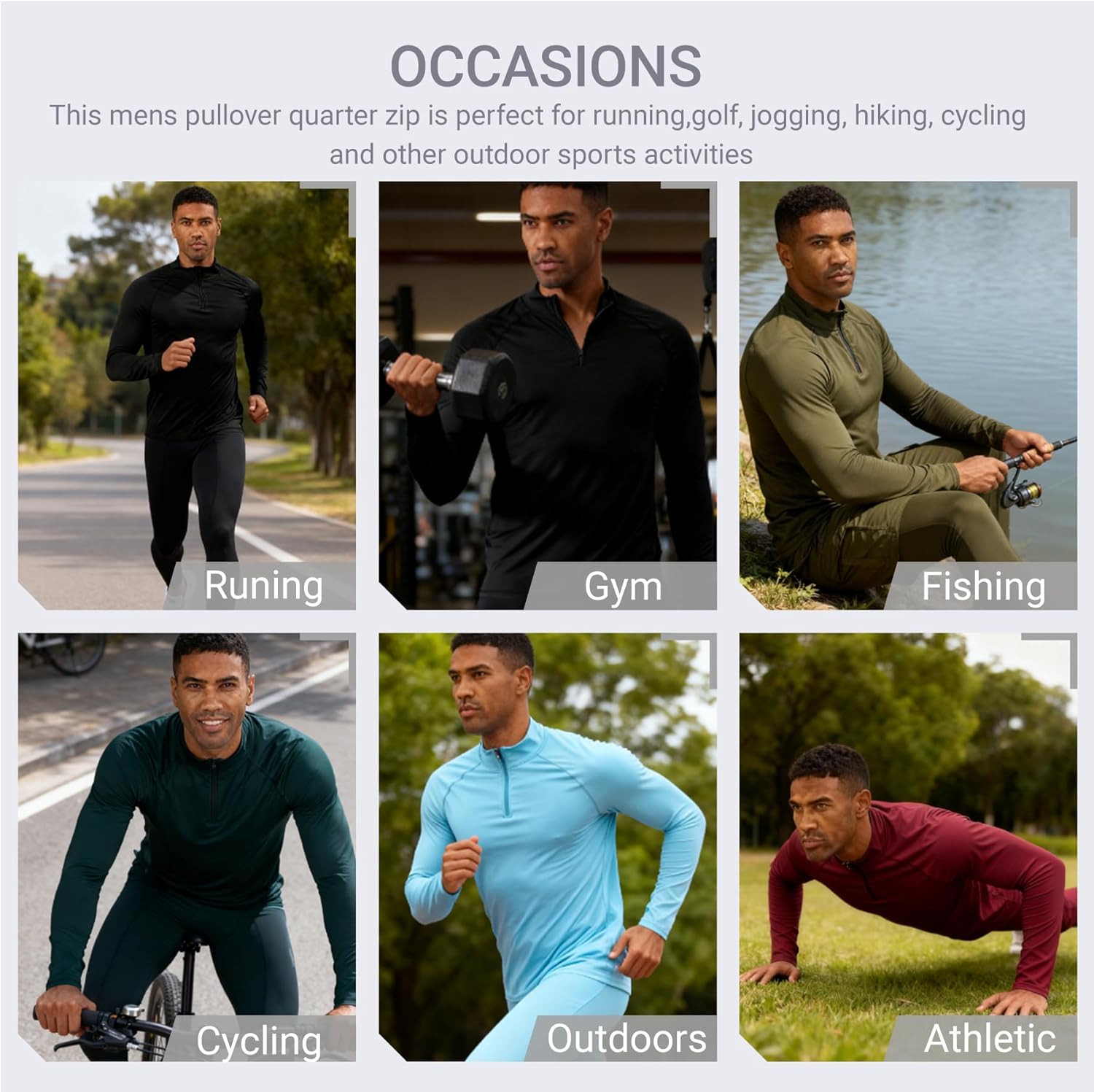 YEL Men's Long Sleeve Athletic Shirt 1/4 Pullover Zip Sun Protection Rash Guard UPF 50+ Golf Fishing Running T-Shirts - Image 7
