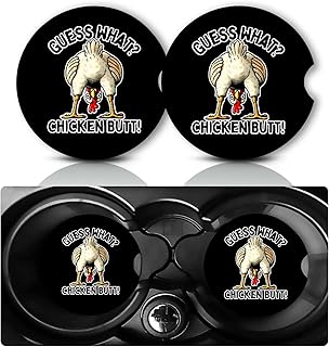 2Pack Cartoon Rooster Car Cup Holder Coasters,Cars Coasters for Cup Holders,2.75" Universal Anti Slip Rubber Mat,Humorous Rooster Car Accessories Interior Decor,Chicken Gifts for Women,Men