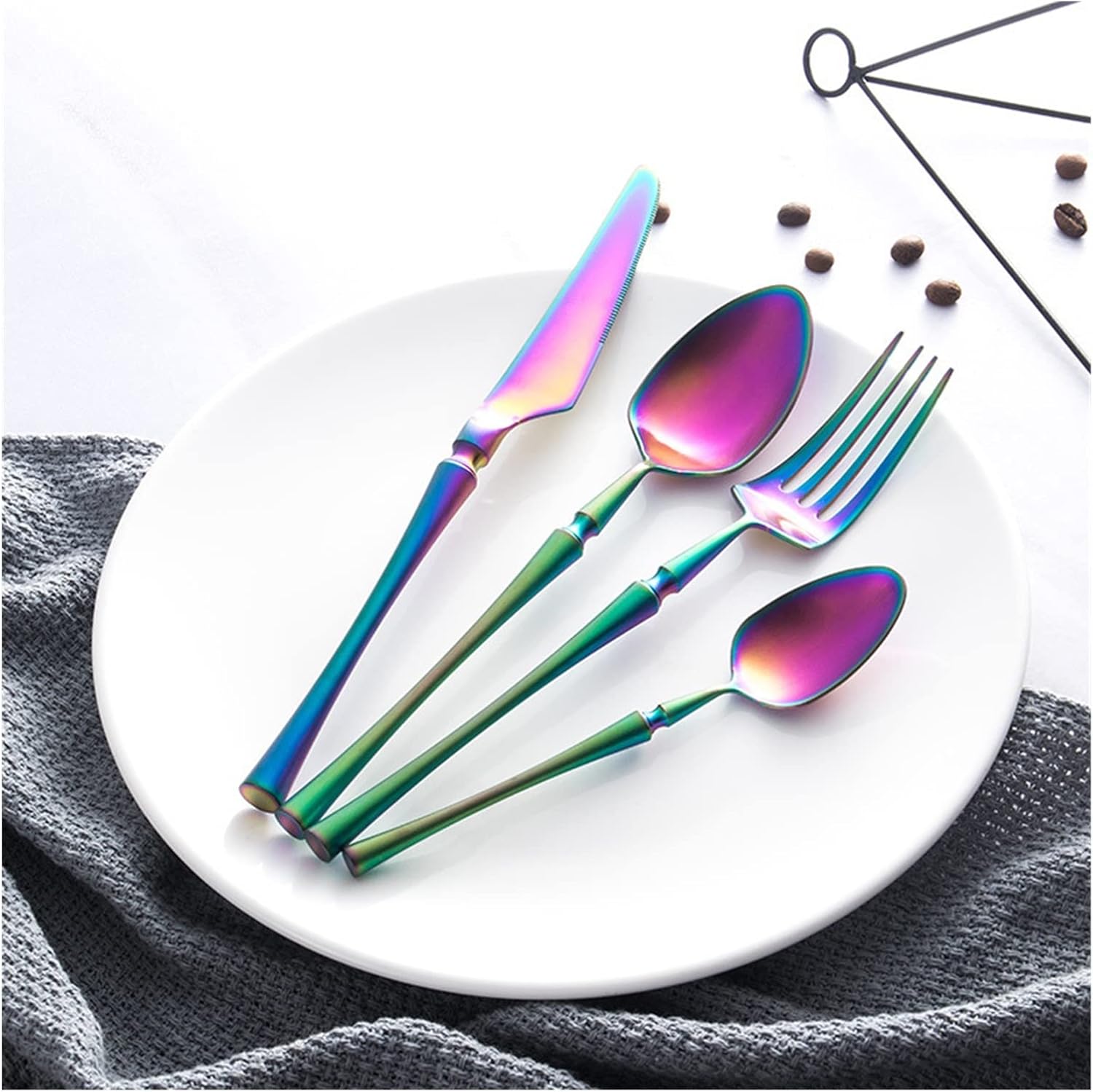 Party 24Pcs/set Black Cutlery Set Stainless Steel Dinnerware Set Gold Flatware Fork Knife Spoon Wedding Silverware Set Outstanding (Color : BLACK24PCS) (Silver24pcs)