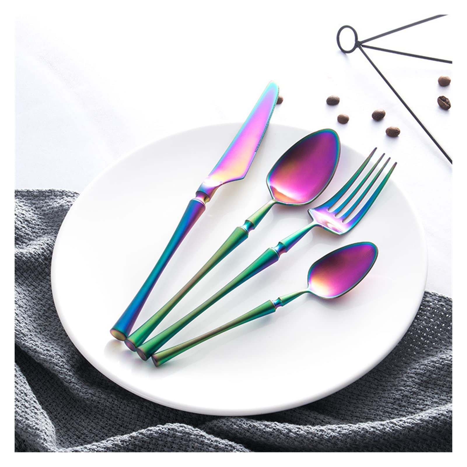 Genérico Juego De Cubiertos De Acero Inoxidable, Cubiertos para Fiestas De 24 Piezas, Cubiertos para Banquetes De Boda, Cuchillo, Tenedor Y Cuchara De Acero Inoxidable Duraderos