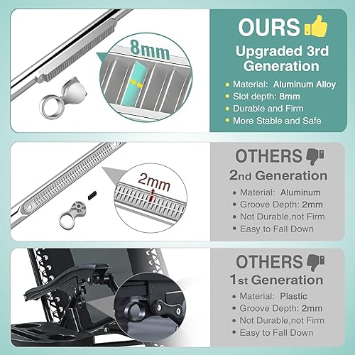 Miniatura 4 de Suteck Silla de campamento reclinable de gran tamaño de 29 pulgadas XL con cojín integrado, sillas de salón para exteriores, sillón reclinable con