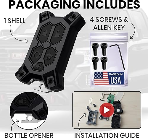 Vista 28 de Funda para llavero Chevy – para funda de llavero GMC – Accesorios Silverado Sierra – Abrebotellas integrado – Compatible con guía de ajuste